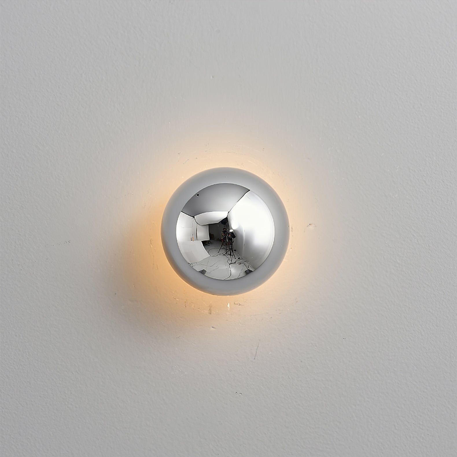 Contemporary Sphere Wall Lamp with Mirror Finish Glossy Gold LED Sconce for Home Interior