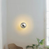 Contemporary Sphere Wall Lamp with Mirror Finish Glossy Gold LED Sconce for Home Interior