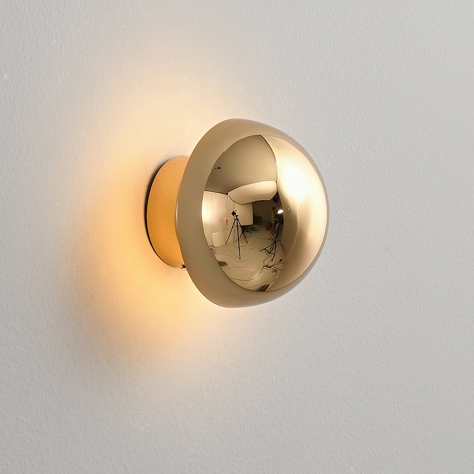 Contemporary Sphere Wall Lamp with Mirror Finish Glossy Gold LED Sconce for Home Interior