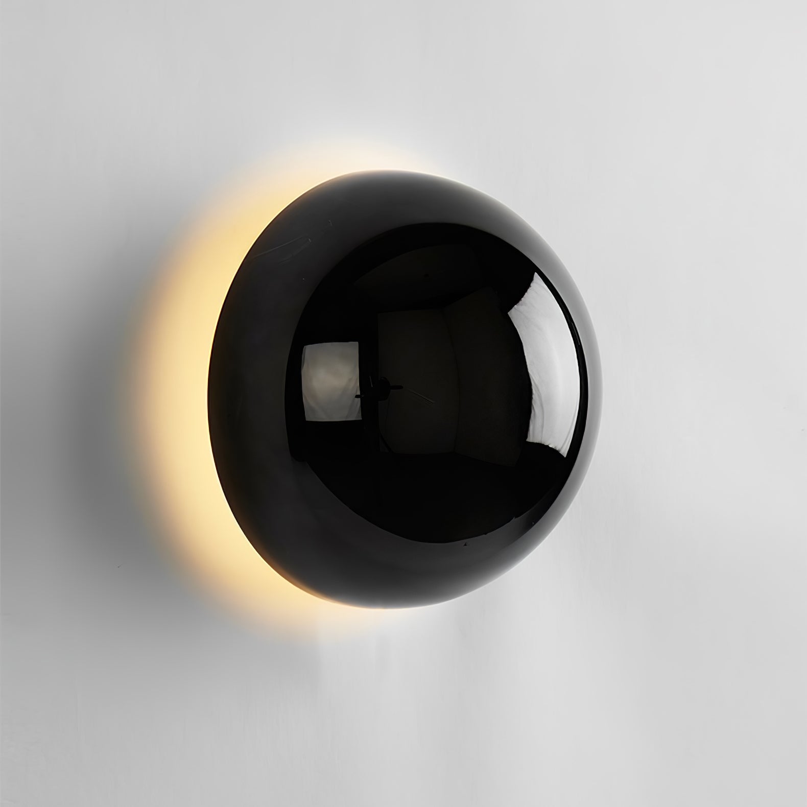 Contemporary Sphere Wall Lamp with Mirror Finish Glossy Gold LED Sconce for Home Interior