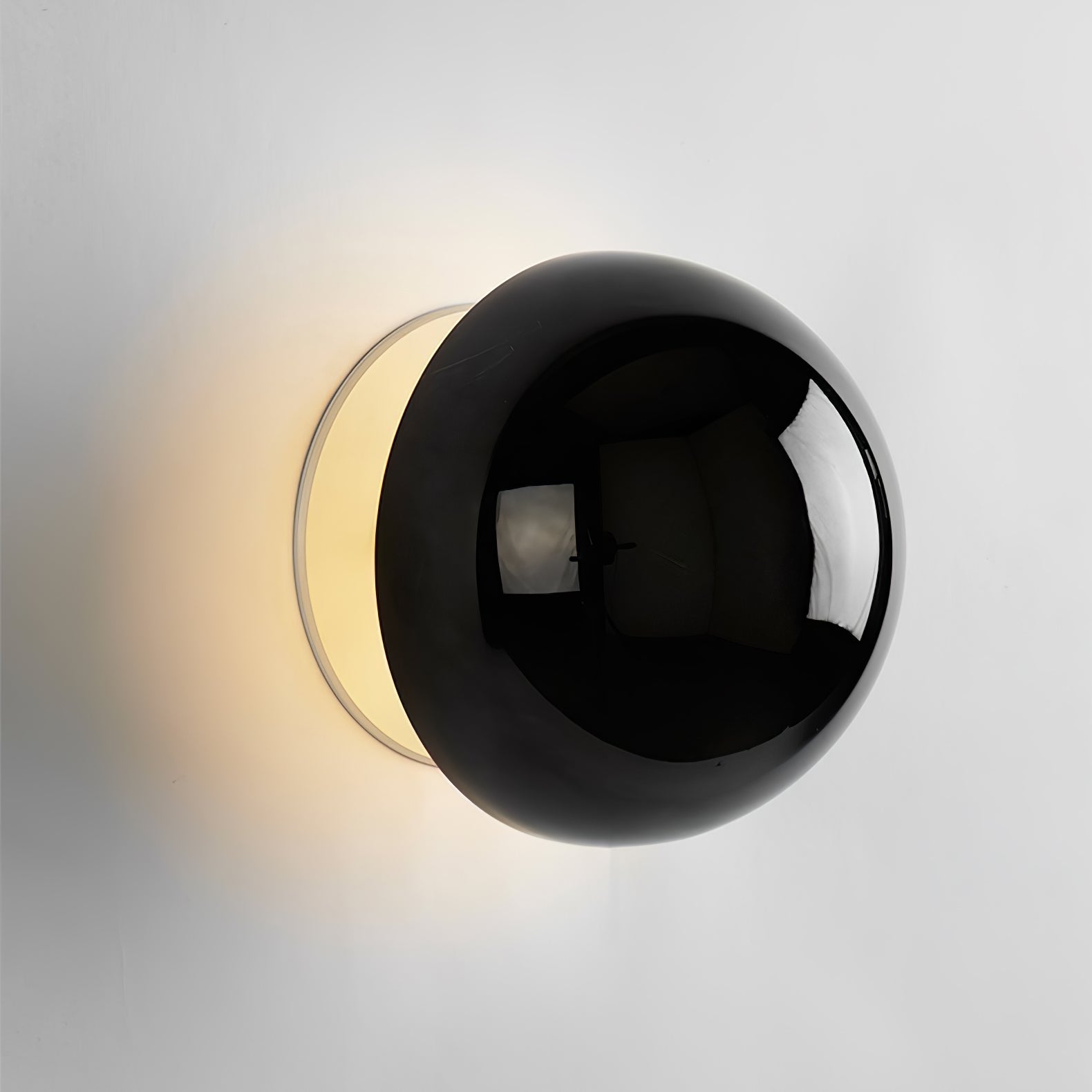 Contemporary Sphere Wall Lamp with Mirror Finish Glossy Gold LED Sconce for Home Interior