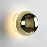 Contemporary Sphere Wall Lamp with Mirror Finish Glossy Gold LED Sconce for Home Interior