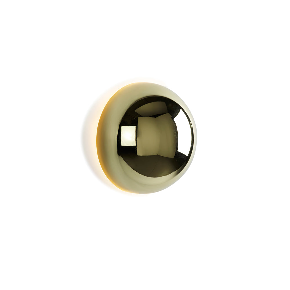 Contemporary Sphere Wall Lamp with Mirror Finish Glossy Gold LED Sconce for Home Interior