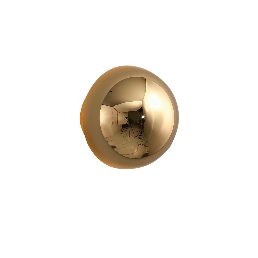 Contemporary Sphere Wall Lamp with Mirror Finish Glossy Gold LED Sconce for Home Interior