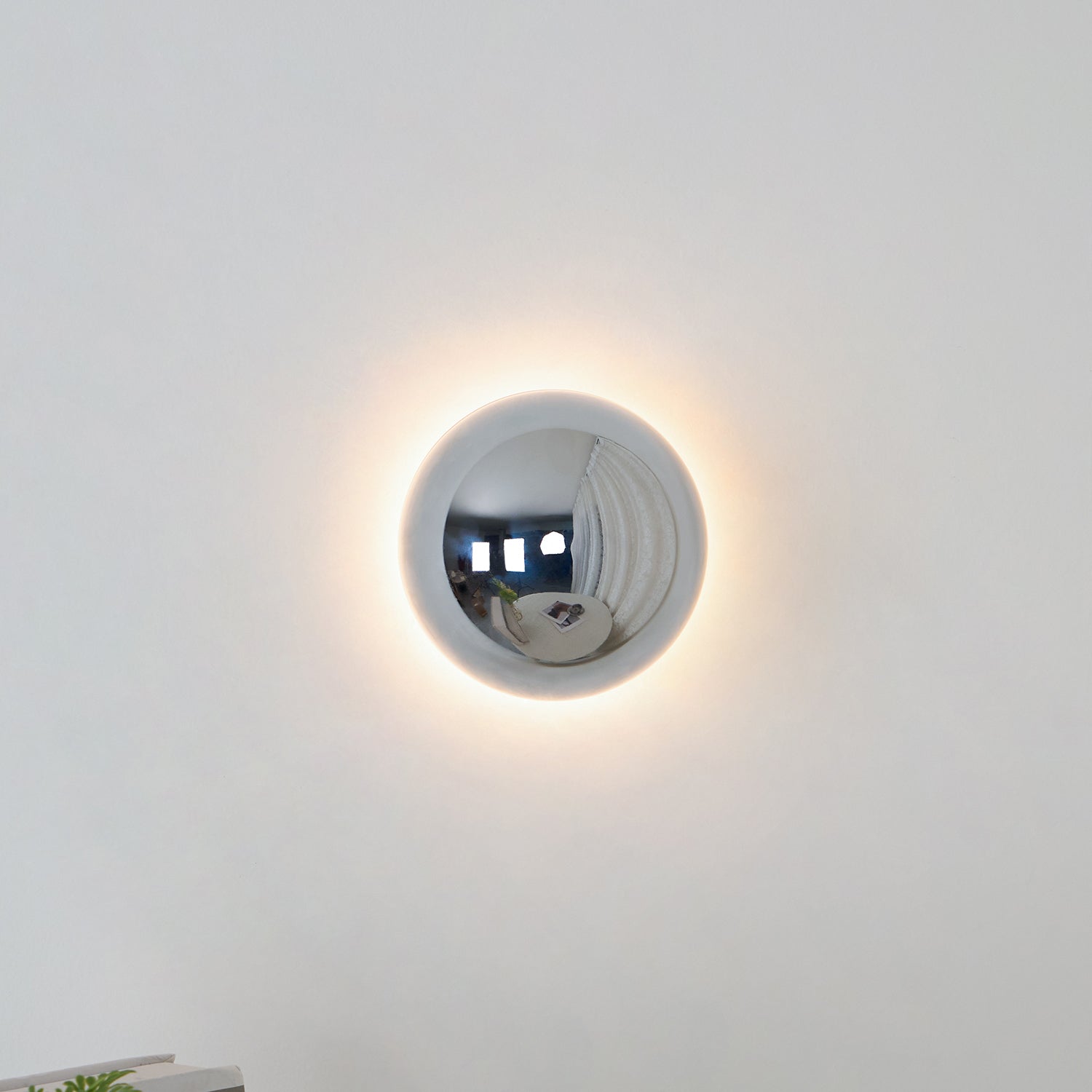 Contemporary Sphere Wall Lamp with Mirror Finish Glossy Gold LED Sconce for Home Interior