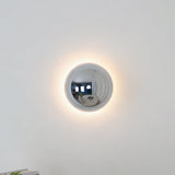 Contemporary Sphere Wall Lamp with Mirror Finish Glossy Gold LED Sconce for Home Interior