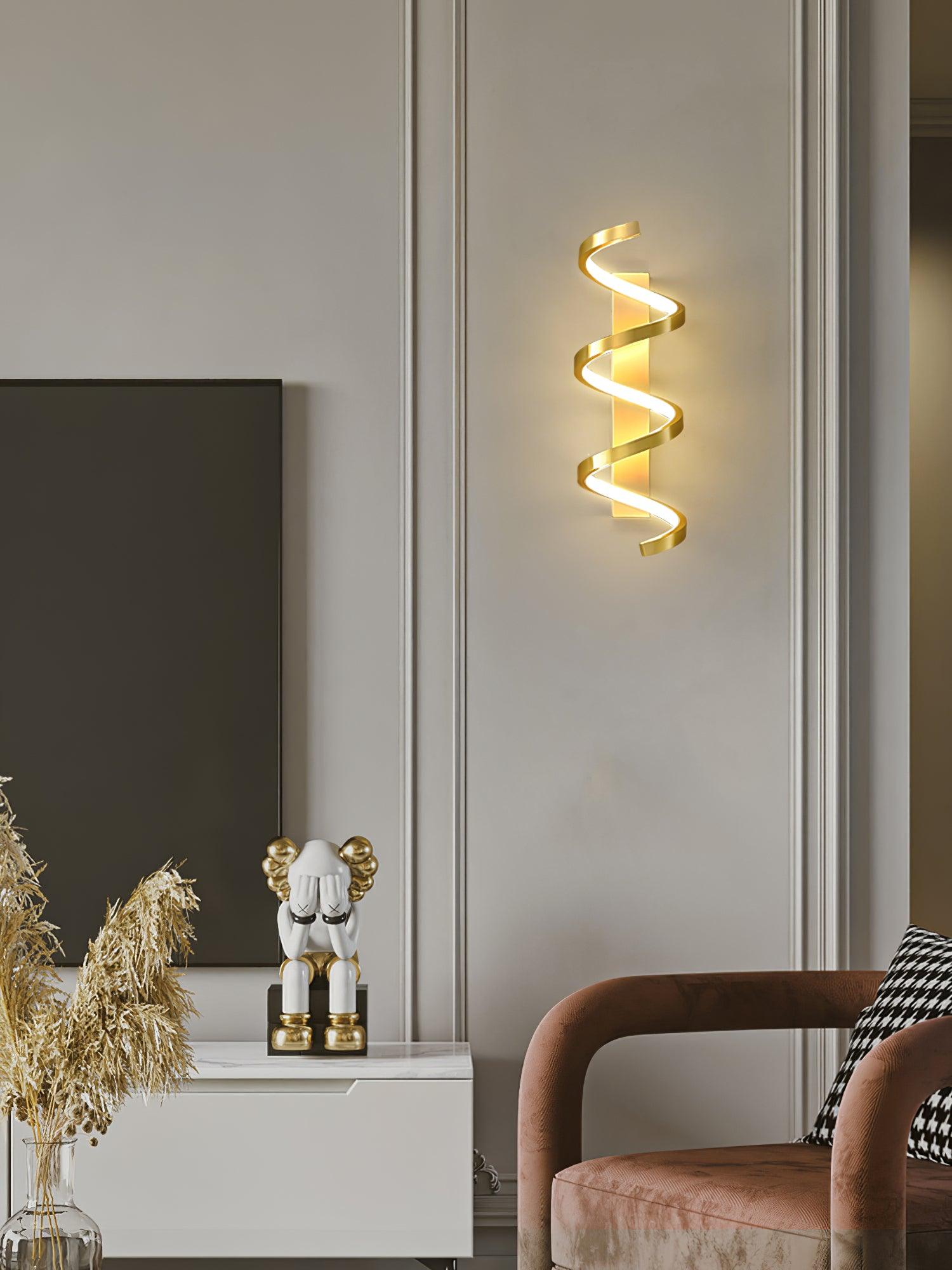 Contemporary Spiral LED Wall Sconce with Three Color Temperatures for Indoor Living