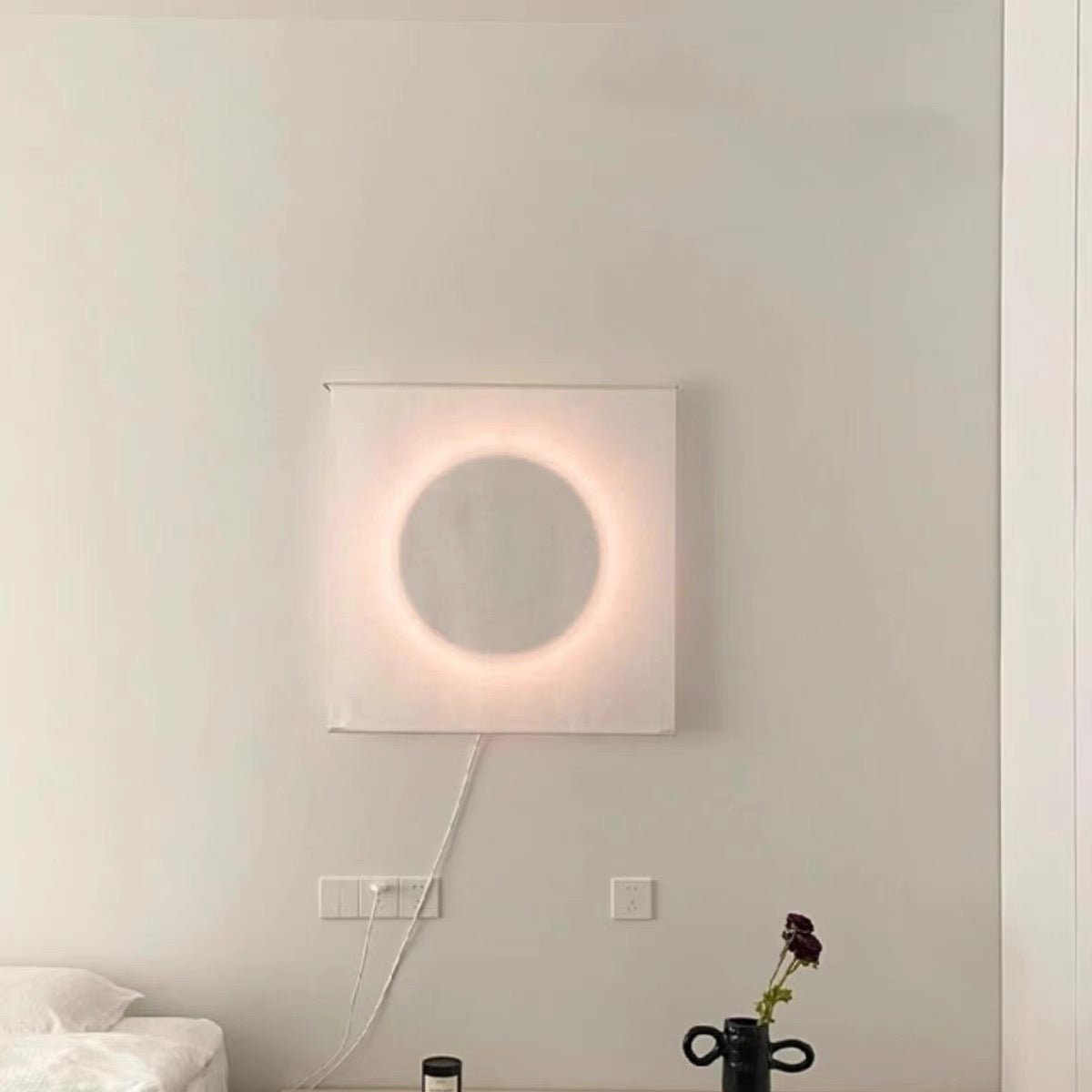 Contemporary White LED Sconce Wall Light with Soft Diffused Paper Shade Set of 2