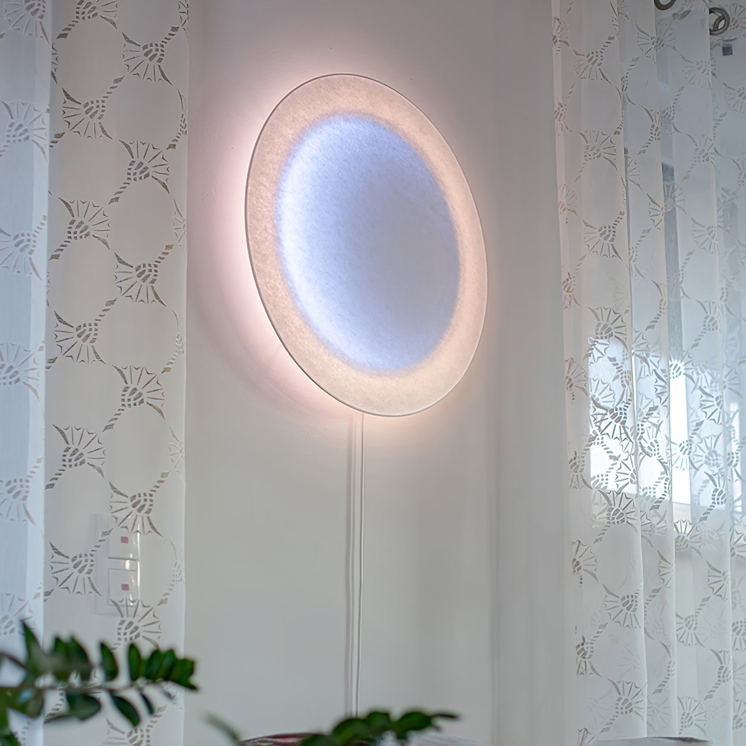 Contemporary White LED Sconce Wall Light with Soft Diffused Paper Shade Set of 2