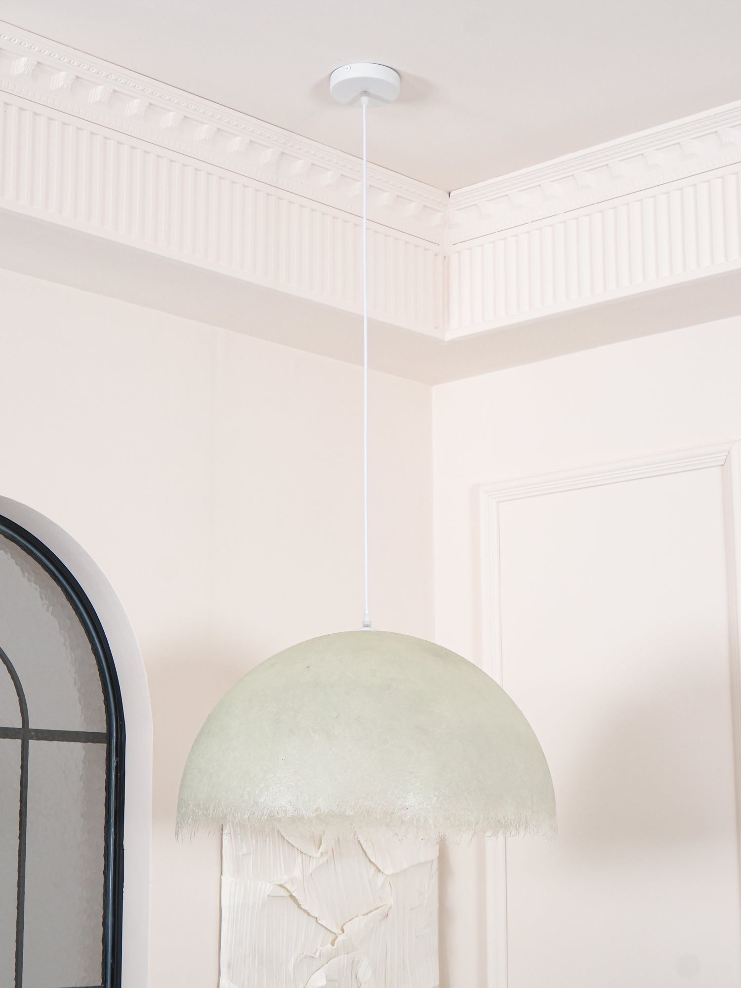 Contemporary White Textured Resin Pendant Light Artistic Hanging Ceiling Lamp