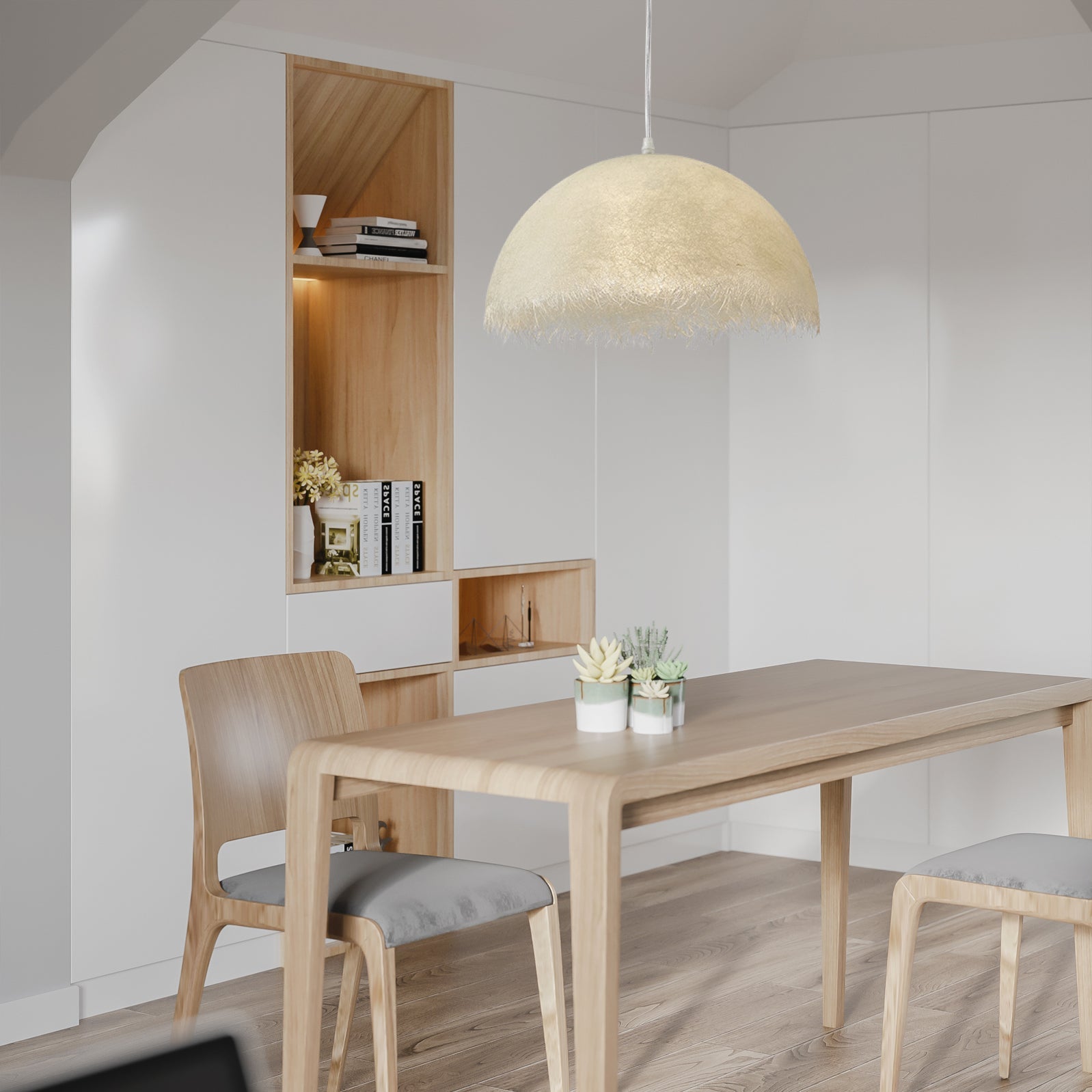 Contemporary White Textured Resin Pendant Light Artistic Hanging Ceiling Lamp