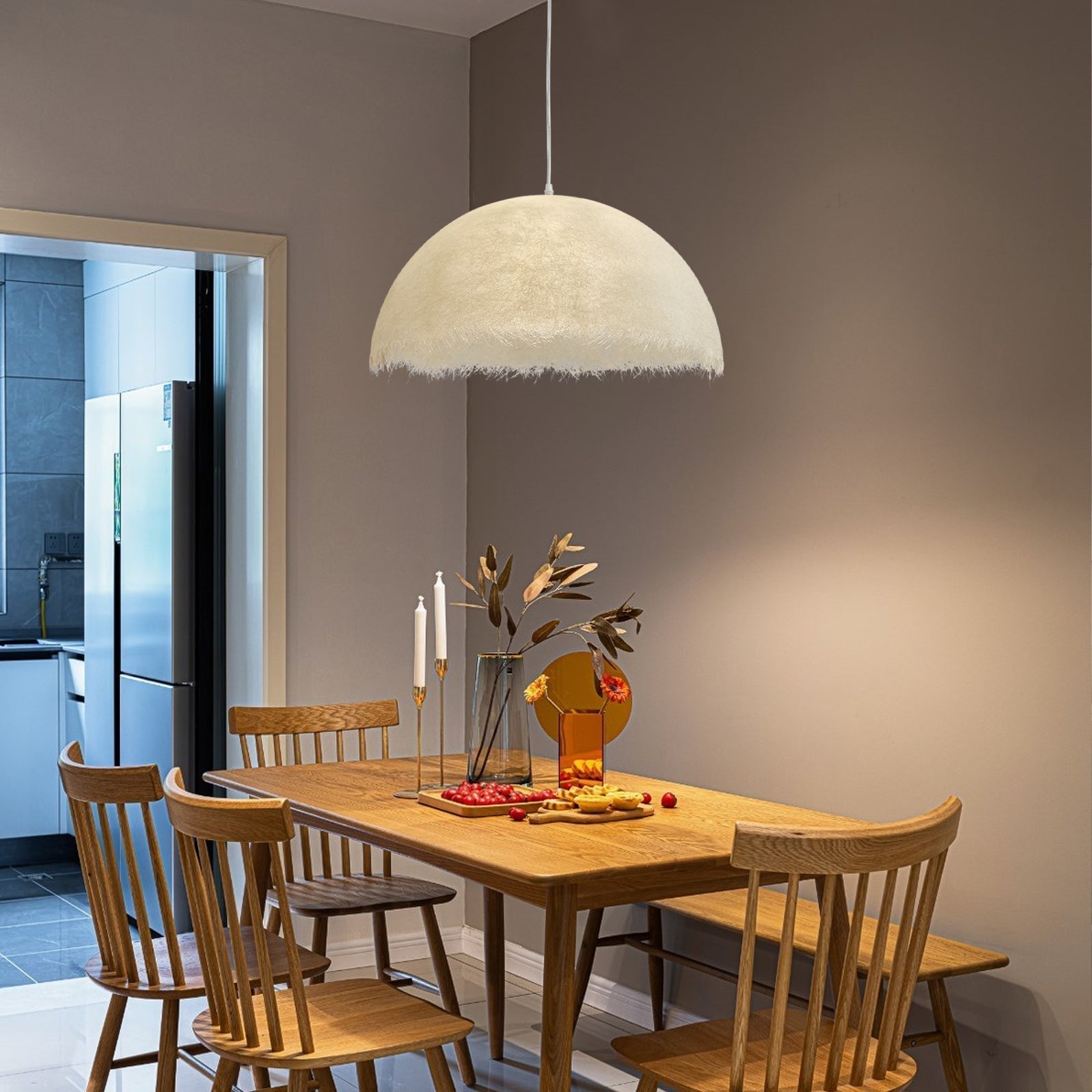 Contemporary White Textured Resin Pendant Light Artistic Hanging Ceiling Lamp