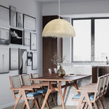 Contemporary White Textured Resin Pendant Light Artistic Hanging Ceiling Lamp