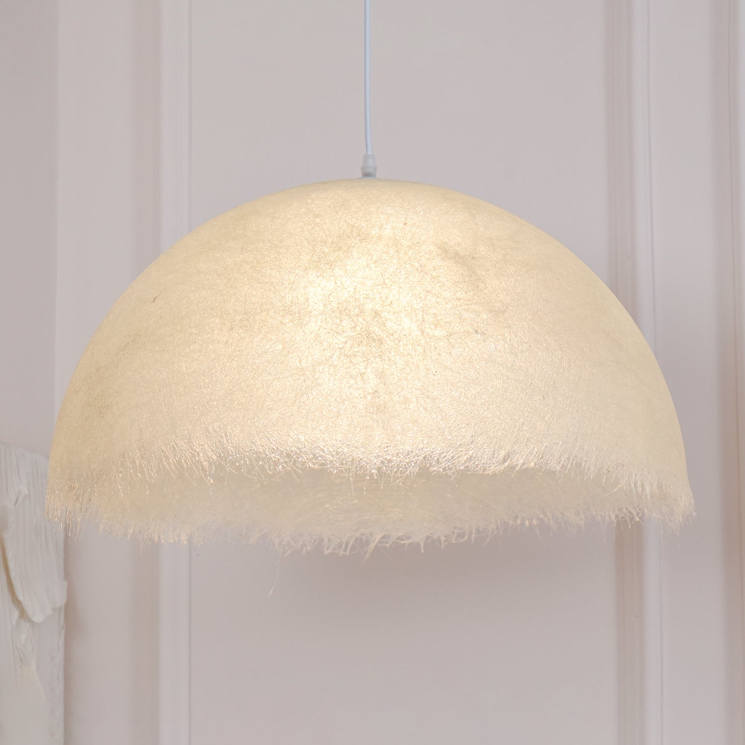 Contemporary White Textured Resin Pendant Light Artistic Hanging Ceiling Lamp