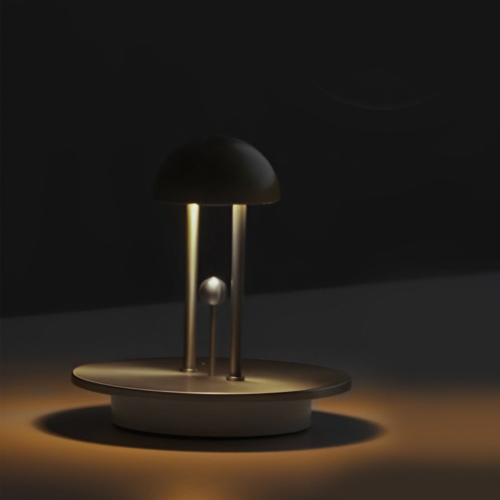 Cordless Nickel Jingle Table Lamp with Infrared Wave Sensor and Warm Ambient LED Light