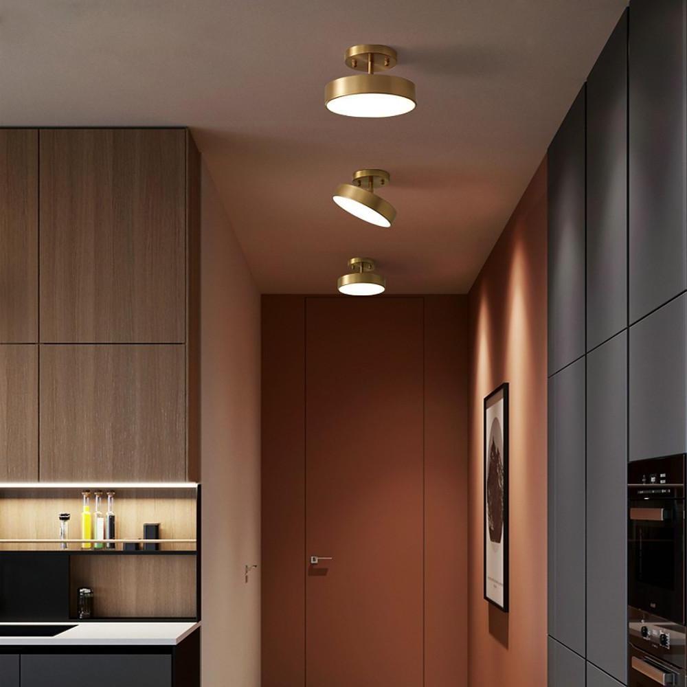 Modern Gold Circular LED Flush Mount Ceiling Light Adjustable Nordic Indoor Lighting