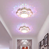 Modern Flower Crystal LED Flush Mount Ceiling Light for Entryway and Hallway Decor
