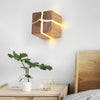 Cracked Wood Grain Square Wall Sconce Rustic Wooden G4 LED Bedside Light for Bedroom