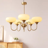 Creamy Persimmon Glass Chandelier Mid Century Modern Multi Light Ceiling Fixture