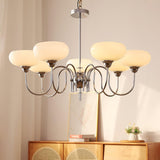 Creamy Persimmon Glass Chandelier Mid Century Modern Multi Light Ceiling Fixture