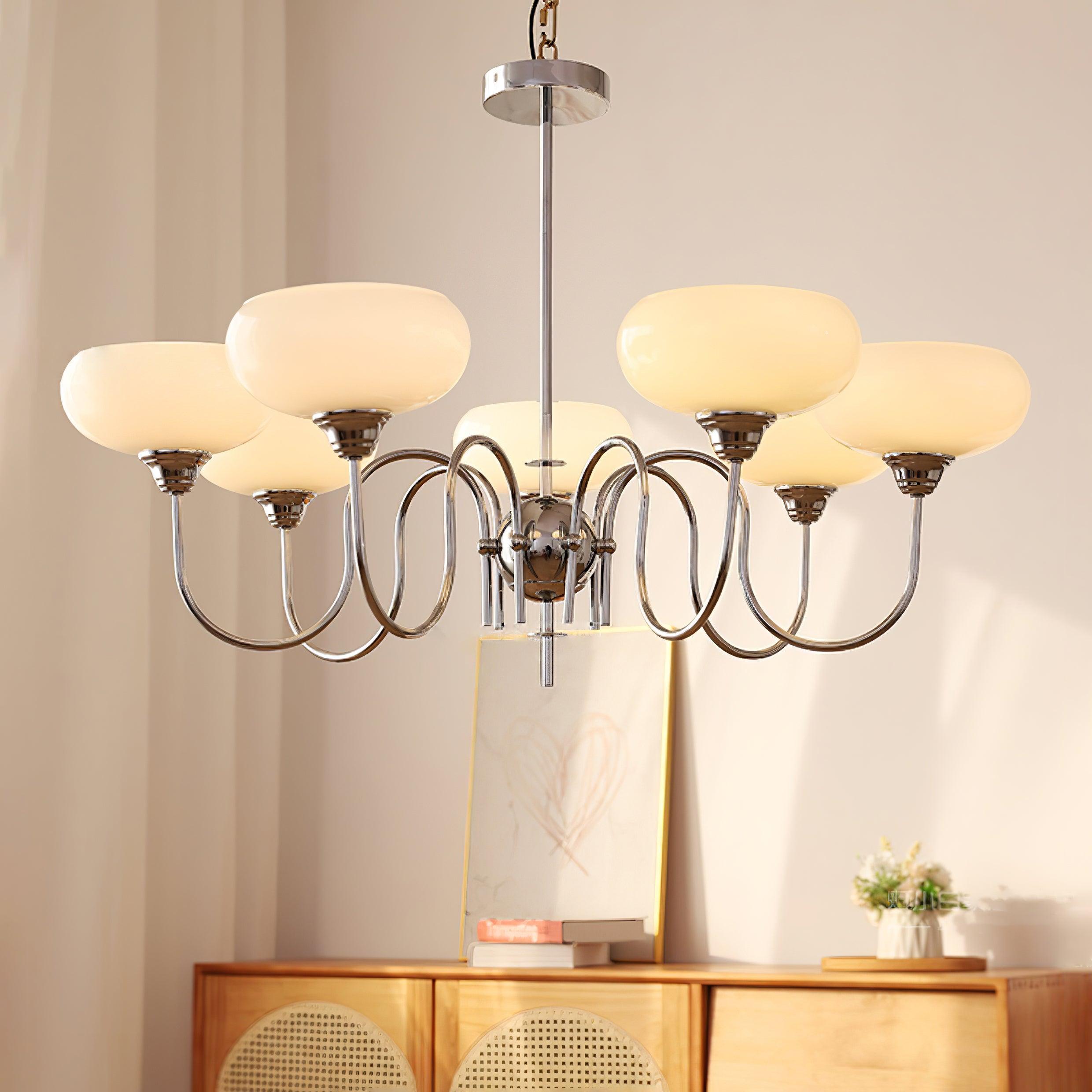 Creamy Persimmon Glass Chandelier Mid Century Modern Multi Light Ceiling Fixture