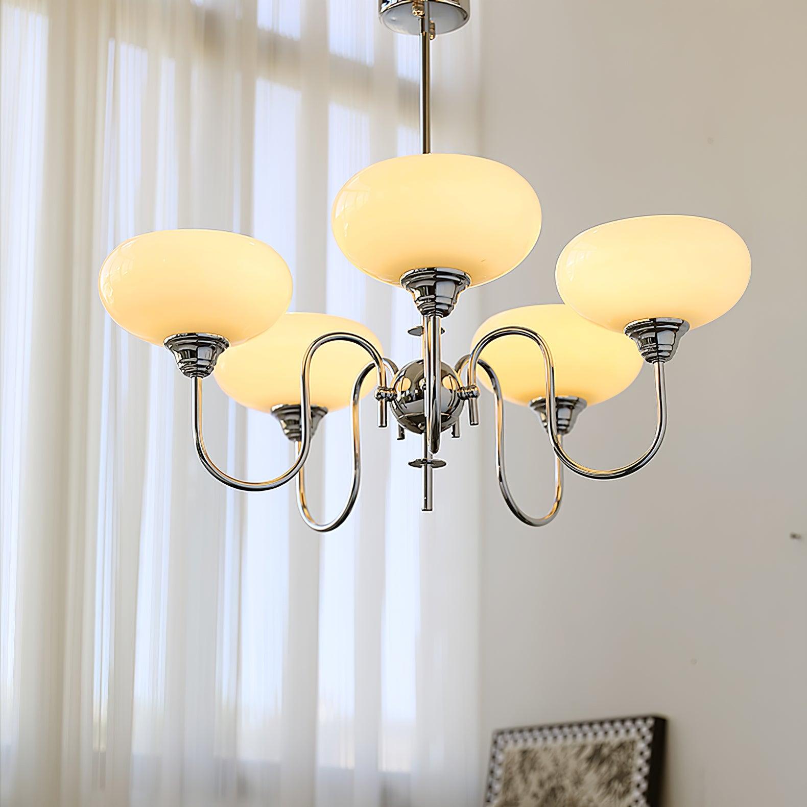 Creamy Persimmon Glass Chandelier Mid Century Modern Multi Light Ceiling Fixture