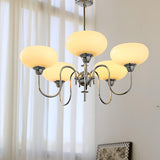 Creamy Persimmon Glass Chandelier Mid Century Modern Multi Light Ceiling Fixture