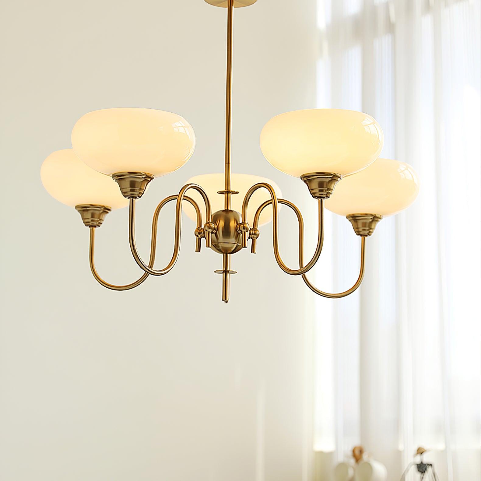 Creamy Persimmon Glass Chandelier Mid Century Modern Multi Light Ceiling Fixture