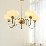 Creamy Persimmon Glass Chandelier Mid Century Modern Multi Light Ceiling Fixture