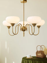 Creamy Persimmon Glass Chandelier Mid Century Modern Multi Light Ceiling Fixture