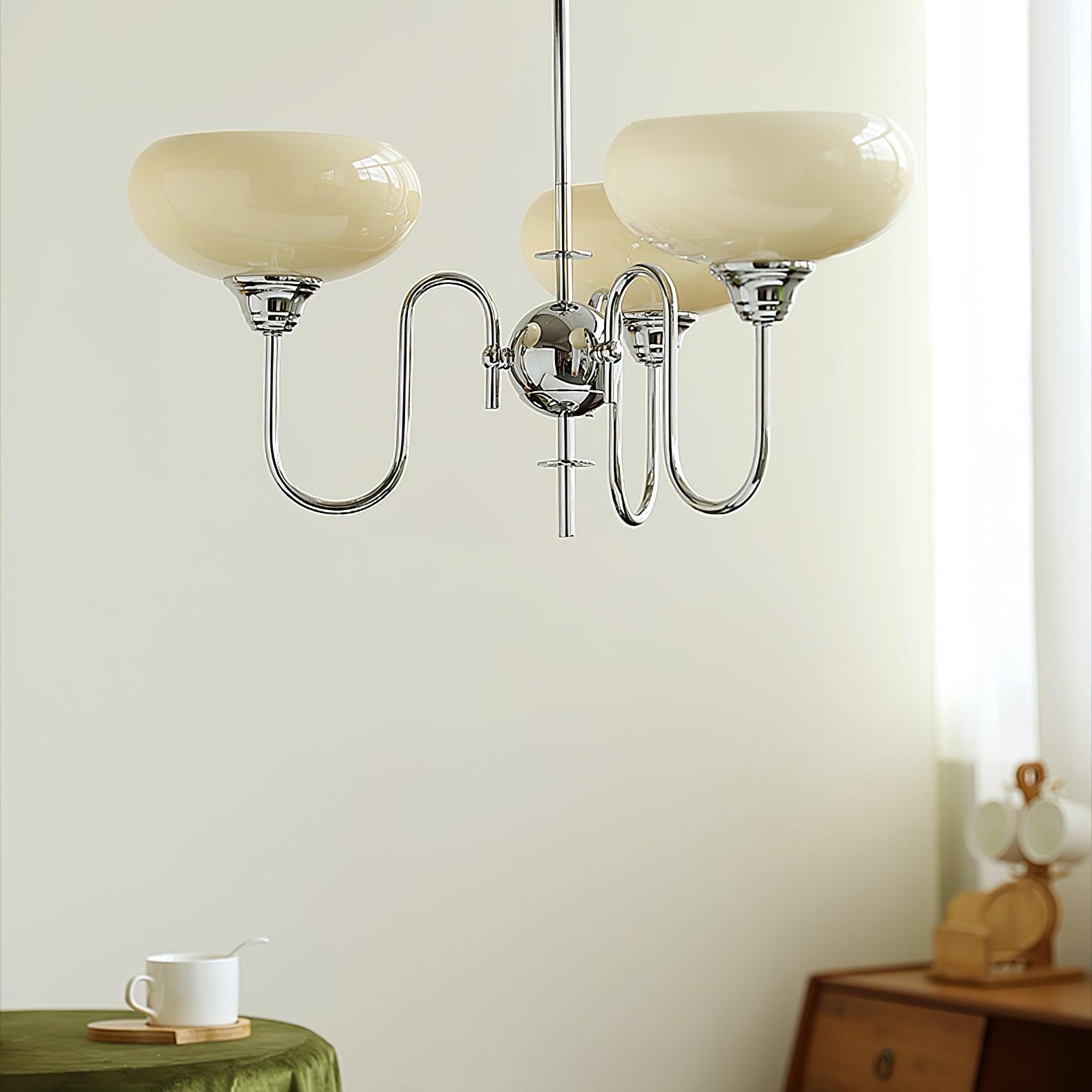 Creamy Persimmon Glass Chandelier Mid Century Modern Multi Light Ceiling Fixture