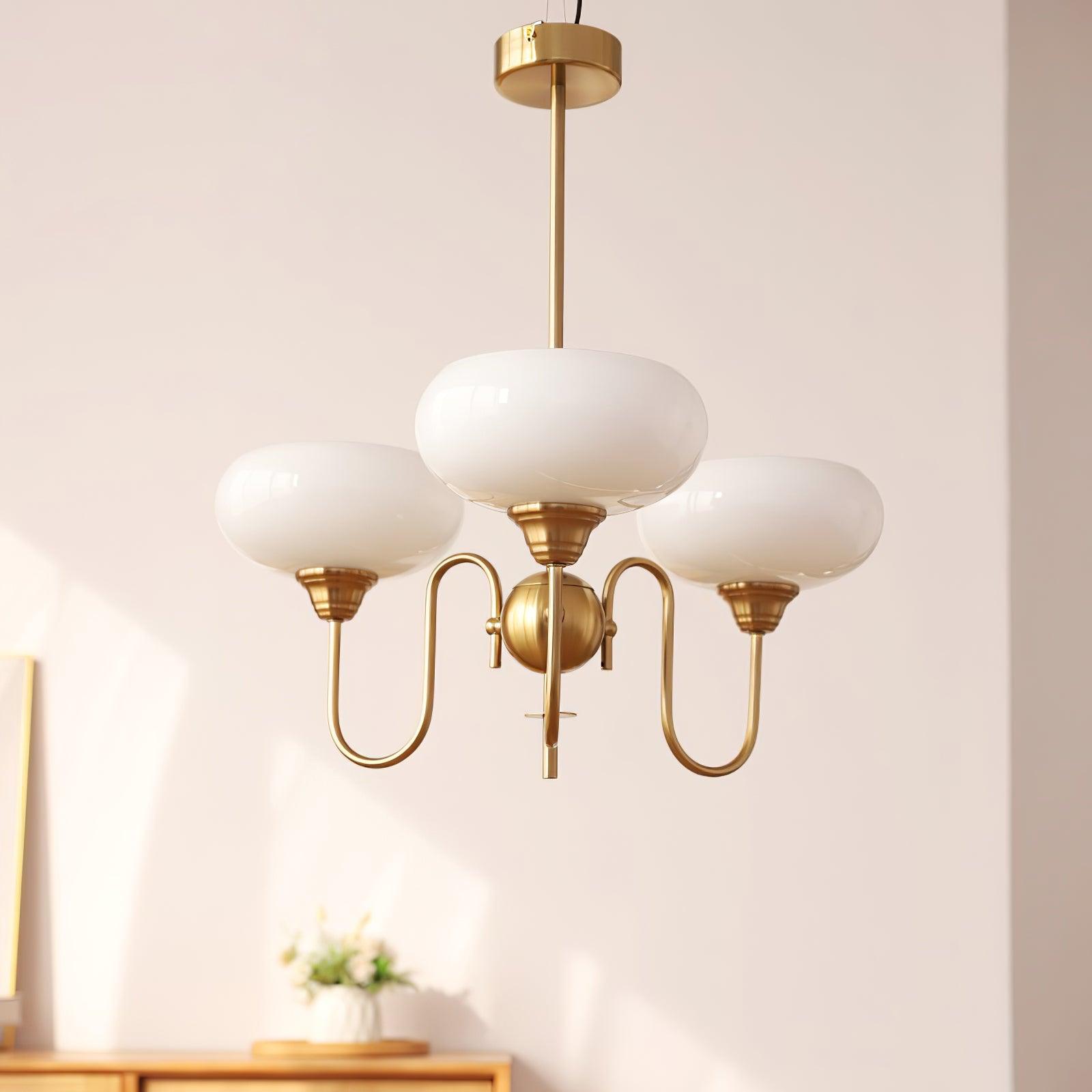 Creamy Persimmon Glass Chandelier Mid Century Modern Multi Light Ceiling Fixture