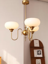 Creamy Persimmon Glass Chandelier Mid Century Modern Multi Light Ceiling Fixture