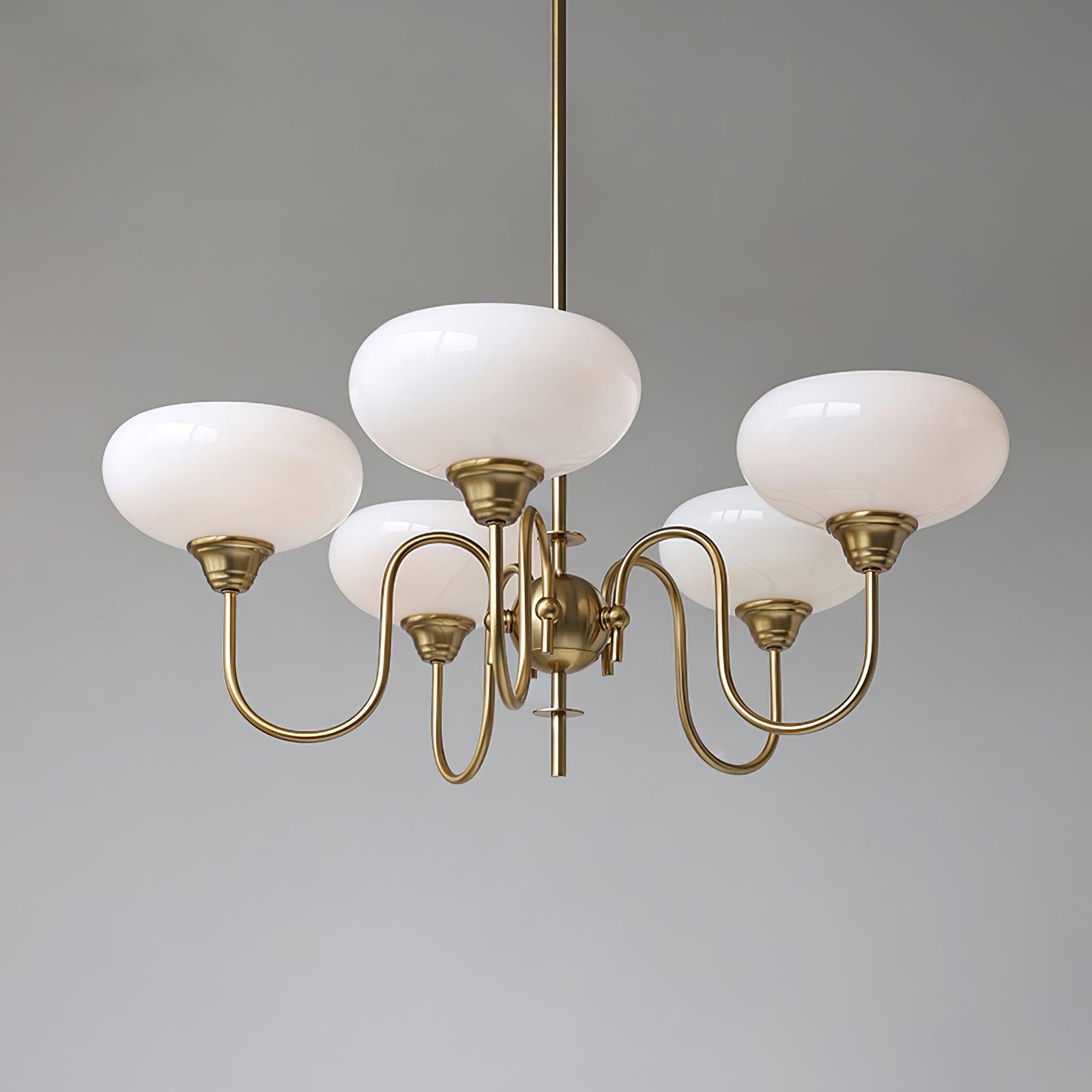 Creamy Persimmon Glass Chandelier Mid Century Modern Multi Light Ceiling Fixture