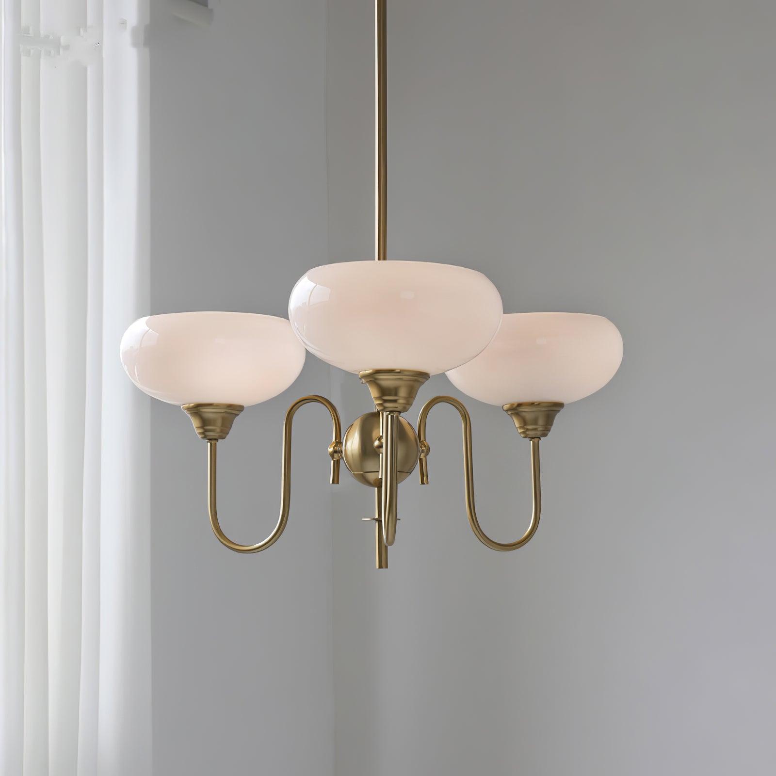 Creamy Persimmon Glass Chandelier Mid Century Modern Multi Light Ceiling Fixture
