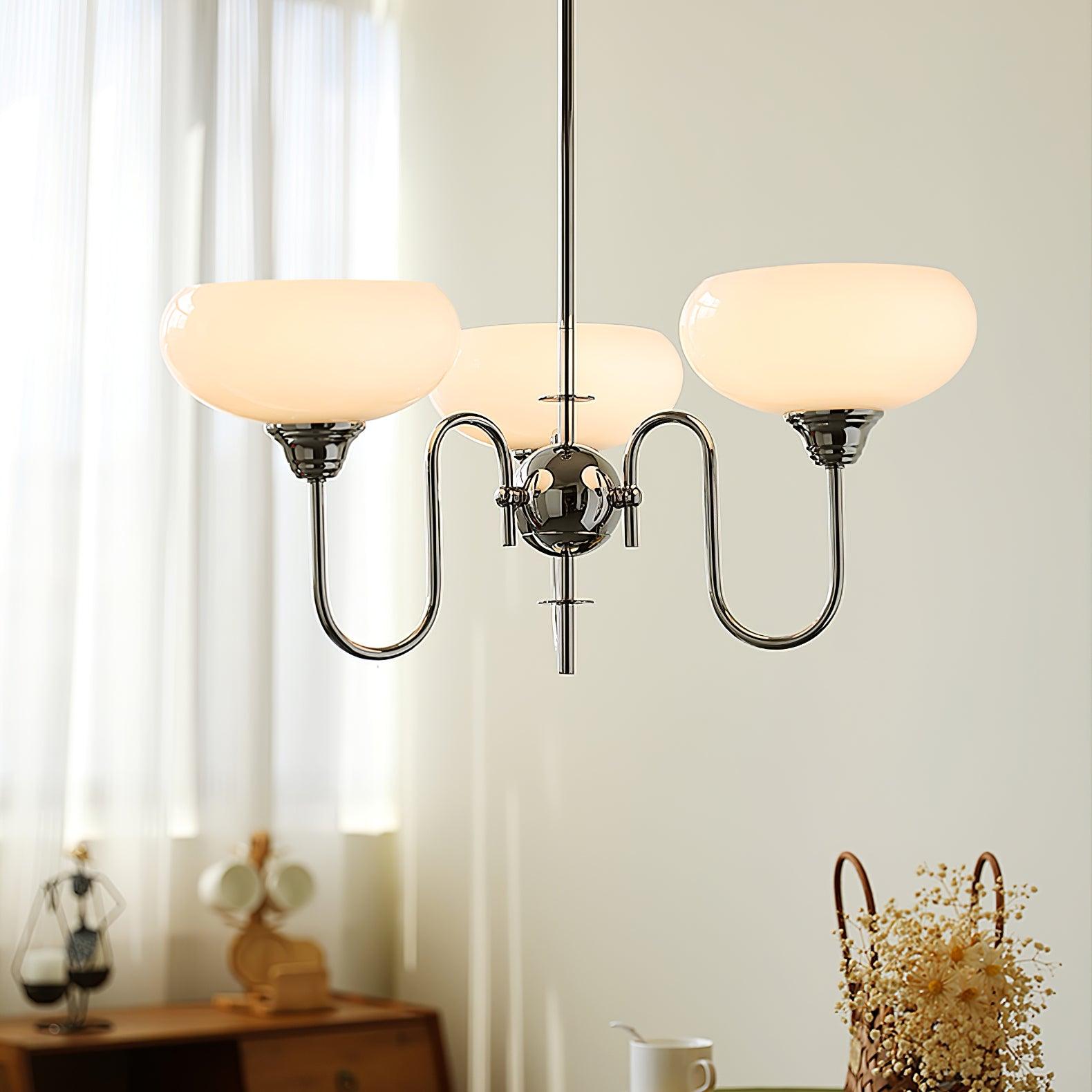 Creamy Persimmon Glass Chandelier Mid Century Modern Multi Light Ceiling Fixture