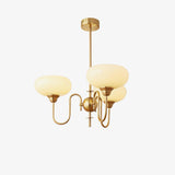 Creamy Persimmon Glass Chandelier Mid Century Modern Multi Light Ceiling Fixture