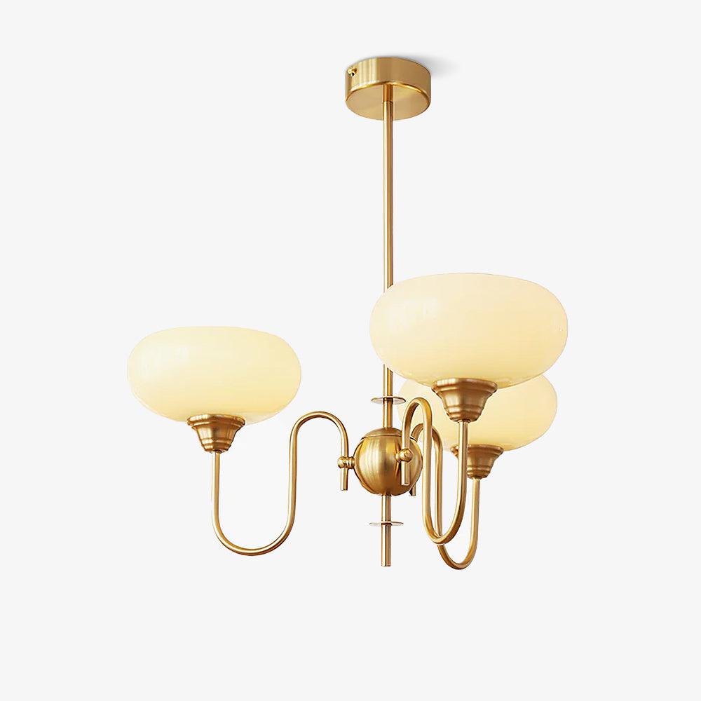 Creamy Persimmon Glass Chandelier Mid Century Modern Multi Light Ceiling Fixture