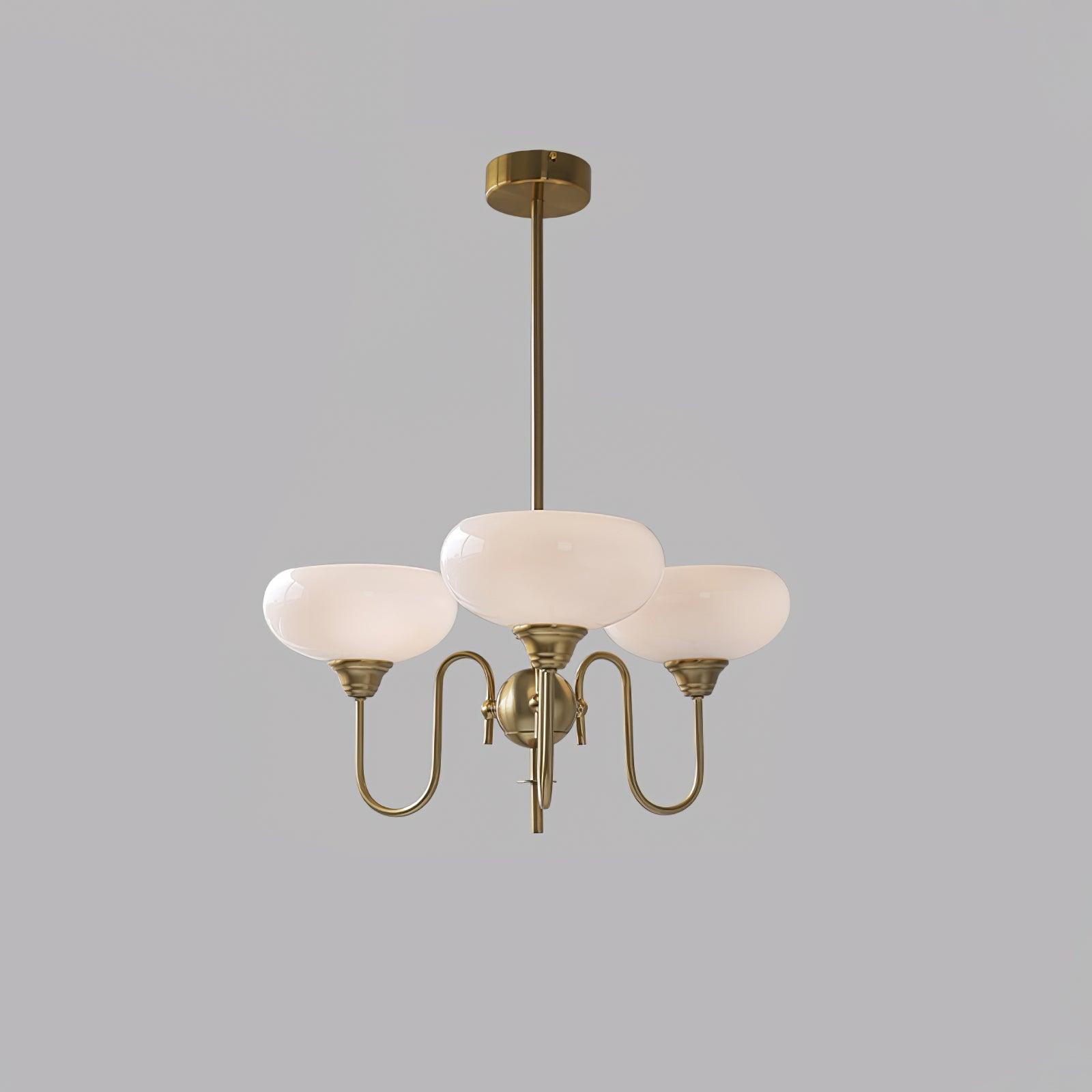 Creamy Persimmon Glass Chandelier Mid Century Modern Multi Light Ceiling Fixture