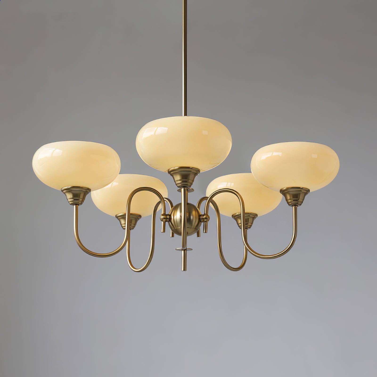 Creamy Persimmon Glass Chandelier Mid Century Modern Multi Light Ceiling Fixture