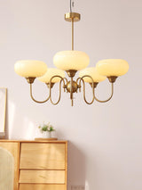 Creamy Persimmon Glass Chandelier Mid Century Modern Multi Light Ceiling Fixture