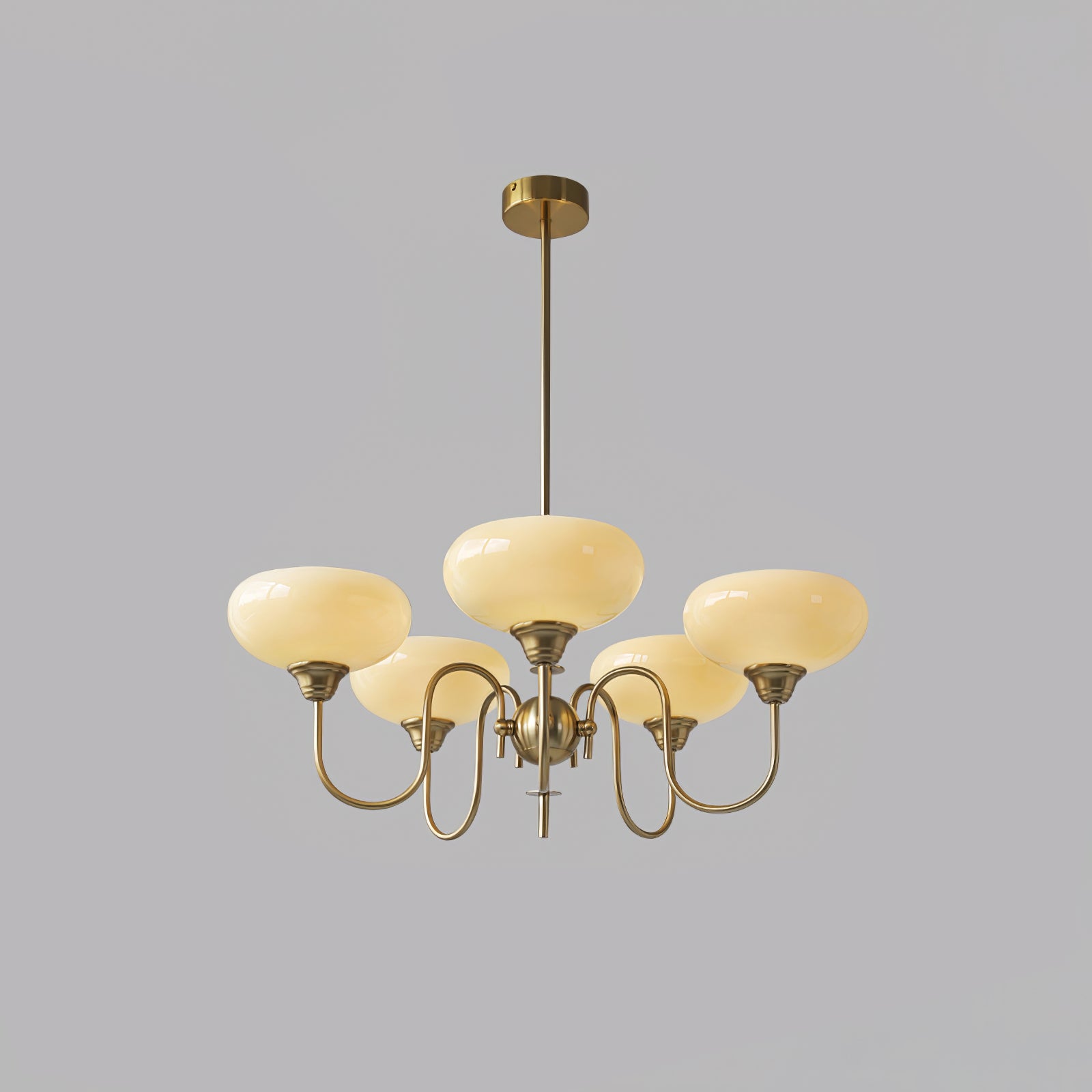 Creamy Persimmon Glass Chandelier Mid Century Modern Multi Light Ceiling Fixture