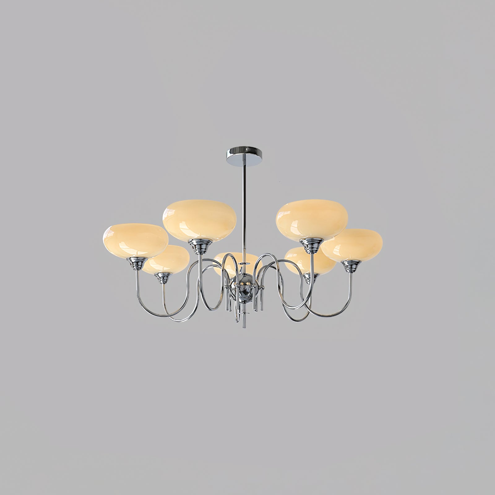 Creamy Persimmon Glass Chandelier Mid Century Modern Multi Light Ceiling Fixture