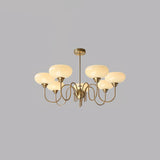 Creamy Persimmon Glass Chandelier Mid Century Modern Multi Light Ceiling Fixture
