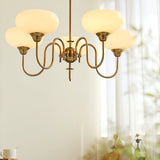 Creamy Persimmon Glass Chandelier Mid Century Modern Multi Light Ceiling Fixture