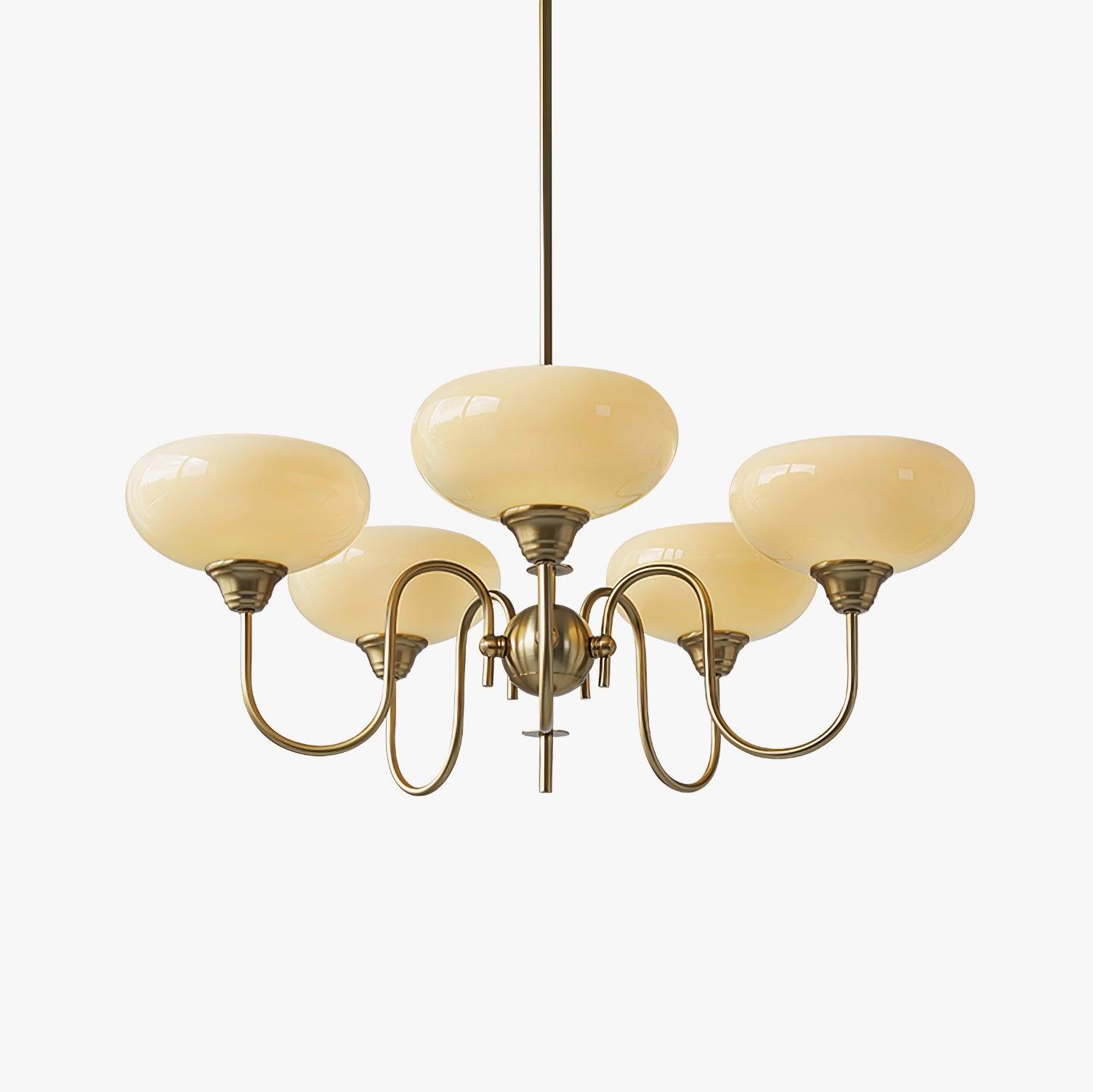 Creamy Persimmon Glass Chandelier Mid Century Modern Multi Light Ceiling Fixture