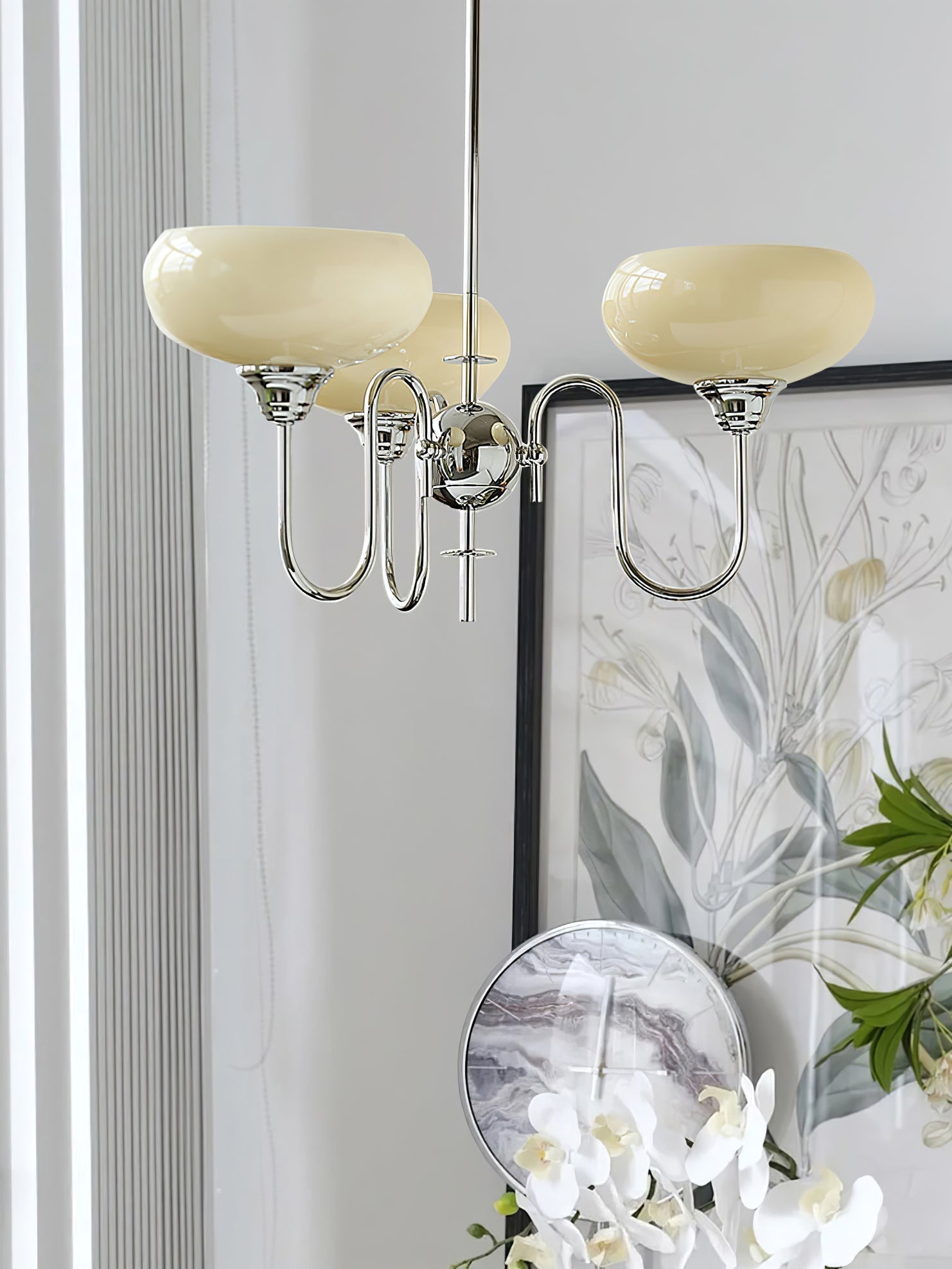 Creamy Persimmon Glass Chandelier Mid Century Modern Multi Light Ceiling Fixture