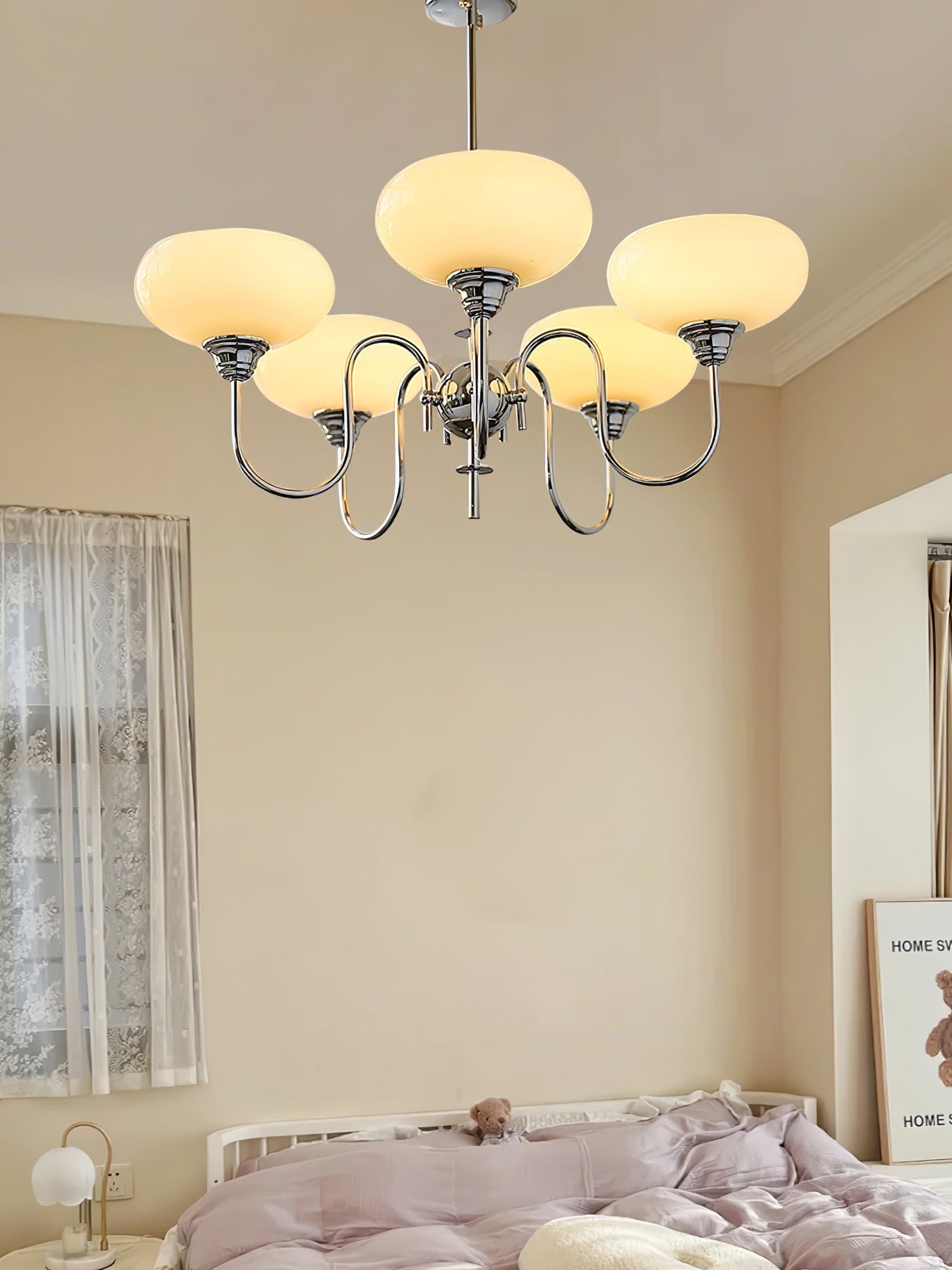 Creamy Persimmon Glass Chandelier Mid Century Modern Multi Light Ceiling Fixture