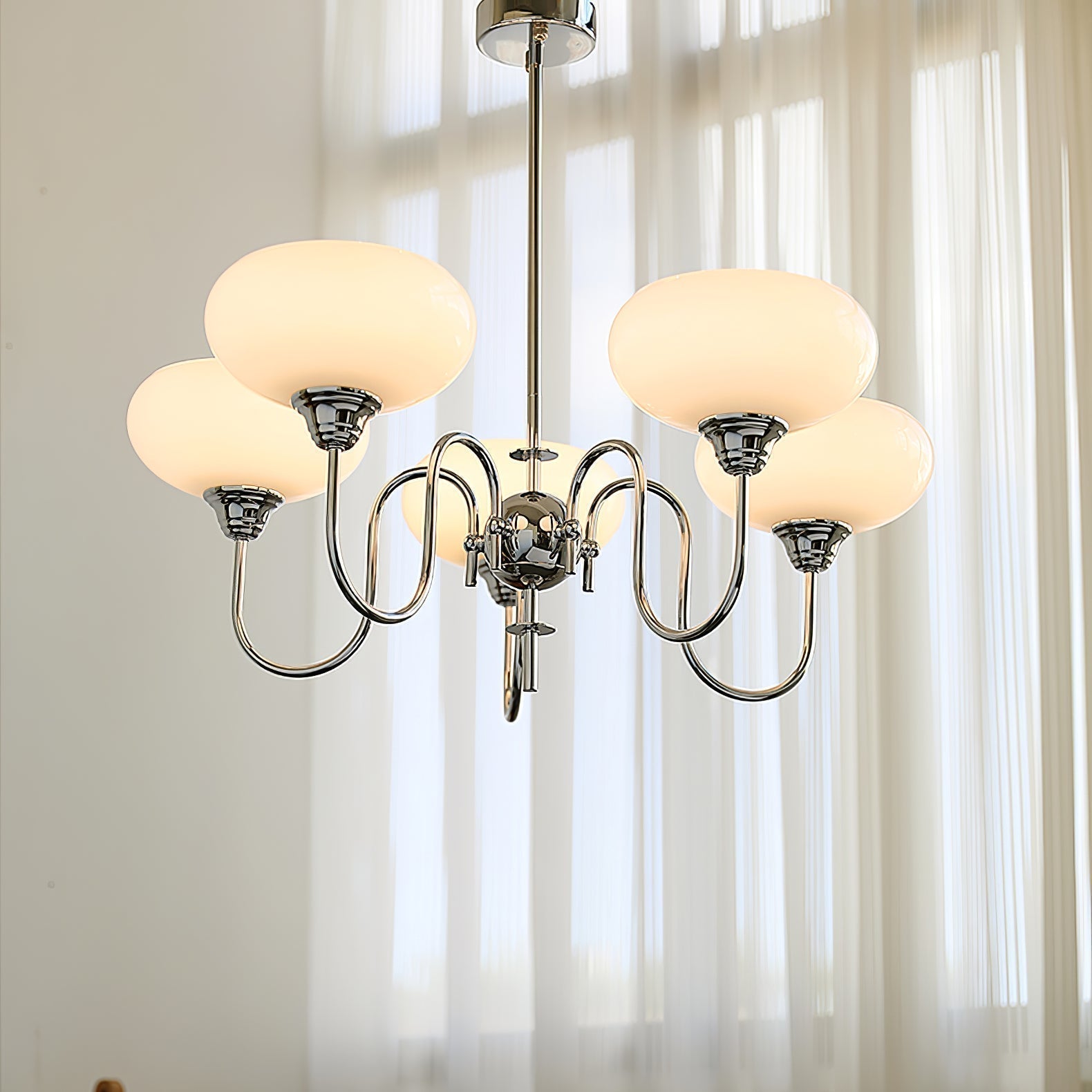 Creamy Persimmon Glass Chandelier Mid Century Modern Multi Light Ceiling Fixture