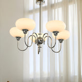 Creamy Persimmon Glass Chandelier Mid Century Modern Multi Light Ceiling Fixture